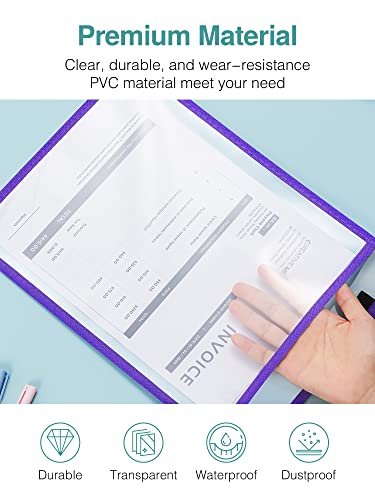 Puroma 35 Pack Dry-Erase Pockets Reusable Plastic Sleeves Assorted Colors Waterproof Pocket With 2 Rings For Classroom, School, Office, Home - Colorful #TOP5