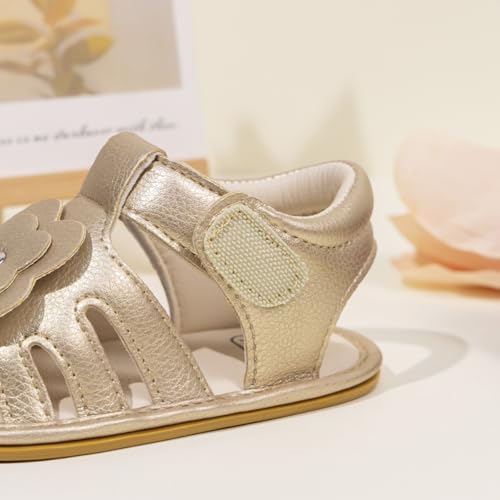 Image of Babelvit Infant Baby Girl Boy Sandals Comfort Premium Summer Outdoor Casual Beach Shoes with Flower Bowknot Anti Slip Rubber Sole Newborn Toddler Prewalker First Walking Shoes