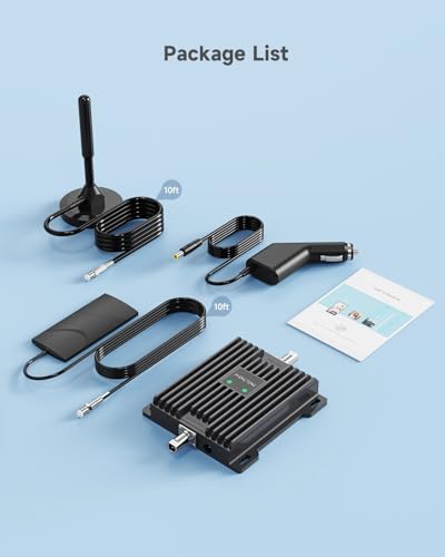 Image of Vehicle Cell Phone Signal Booster for Car, SUV and Truck | Boosts 5G 4G LTE Data & Volte on Band 12 /13 /17 | Omni-Directional Roof Antenna Easy Installation | FCC Approved (Black)