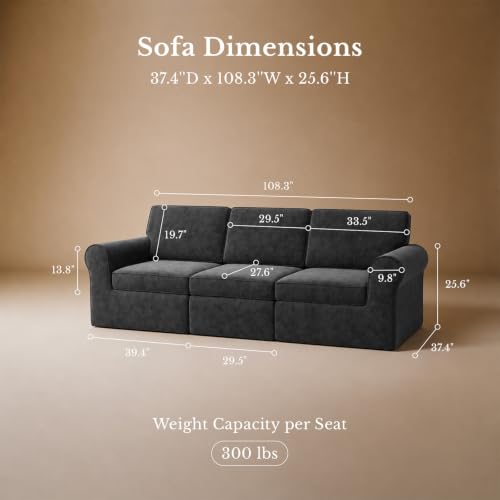 Image of Maywish 108 inch Sectional Boneless Couch, Cloud Sofa for Living Room