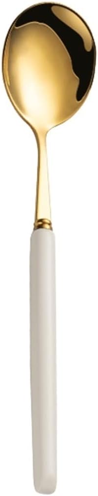 Spoons,Rice Spoons, Household Spoon Stainless Steel Delicate Long Handle Spoon Large and Small Special Dessert Spoon Watermelon Spoon Dinner Spoon Teaspoons(Gray)