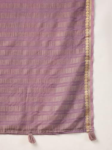 Image of AKHILAM Women's Mysore Silk Ethnic Motif Printed Saree With Unstitched Blouse Piece
