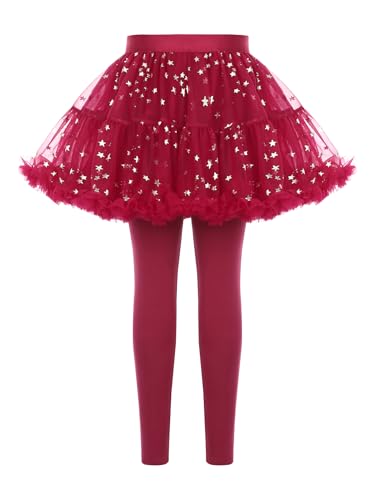 Girls Footless Leggings with Tutu Ruffle Pantskirt Stretchy Tights Skirted Pants2
