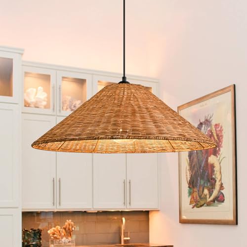 23.6'' Large Weaving Rattan Chandelier, Coastal...