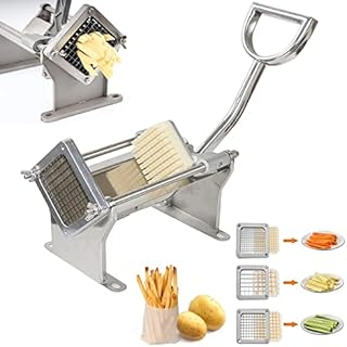 ybaymy Commercial French Fry Cutter Stainless Steel Potato Chipper Horizontal Vegetable Slicer with 1/2'', 3/8'', 1/4'' Blades Chip Cutter Machine for Potatoes,Carrots,Cucumbers,Onion