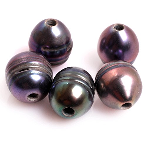 Gem-Inside 10-11MM Black Cultured Freshwater Pearl 2MM Big Hole Loose Beads for Jewelry Making 10PCS
