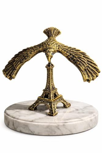 Image of Balancing Eagle Statue Showpiece | Antique Brass Metal Eagle Figurine for Home Decor | Office Desk Decoration Item | Luxury Tabletop Showpiece | Gift Item for Living Room, Bedroom & Office (14 cm)