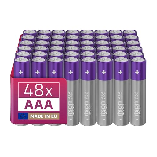 ITSON, Batterien AAA, 48 Stück, 1.5V, Alkaline Batterien, für Uhren, Taschenlampen, Fernbedienungen, umweltfreundliche Verpackung 95% recycelt
