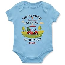 This Personalised Golfing with Daddy Babygrow features the phrase "Pack My Nappies I'm Going Golfing With Daddy." It's perfect for new dads who love golf, and ideal for Father's Day, birthdays, or simply sharing a fun moment with your little one. If ...