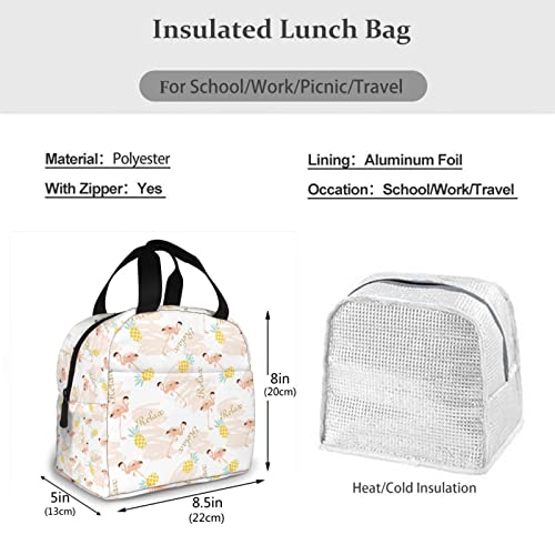 Hizuwky Flamingo Thermal Lunch Bag For Kids Girls Women Insulated Picnic Box For School Washable And Reusable Tote Bag White #TOP4