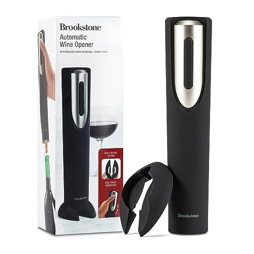 Brookstone Electric Wine Opener & Foil Cutter with Stand, Automatic Wine Bottle Opener, Battery Operated Corkscrew Opener, Kitchen, Wine Gifts for Men