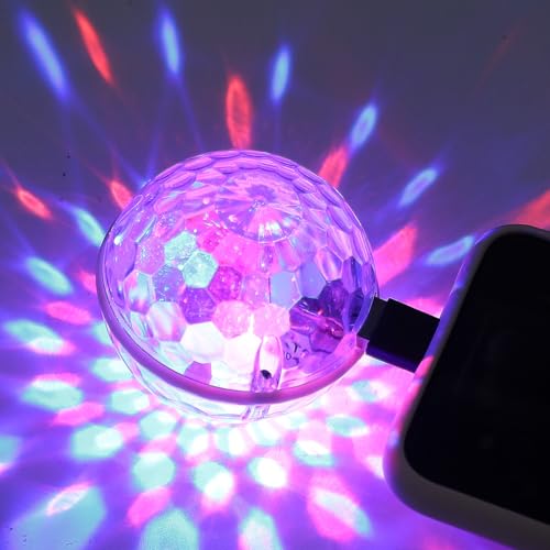 Healeved Lampada LED da Discoteca USB Mini Sfera Luminosa Rotante Colorata Luce Dj per Feste Bar e Club Dispositivo Leggero Controllo Vocale per Atmosfera Party