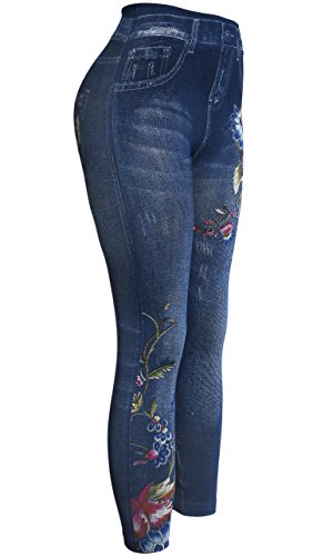 KMystic Women's Denim Print Fake Jeans Leggings4