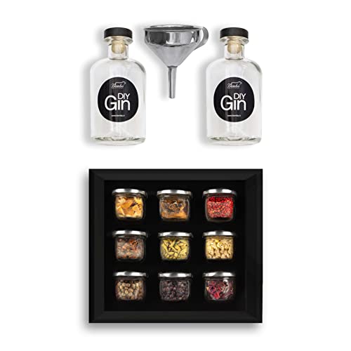 BEMBO BOTANICALS - Crea Tu Propia Ginebra - Kit Gin Tonic Para Hacer Tu Propia Ginebra Personalizada En Casa - Un Juego Completo En Elegantes Frascos De Vidrio - Un Regalo Para Cualquier Ocasión