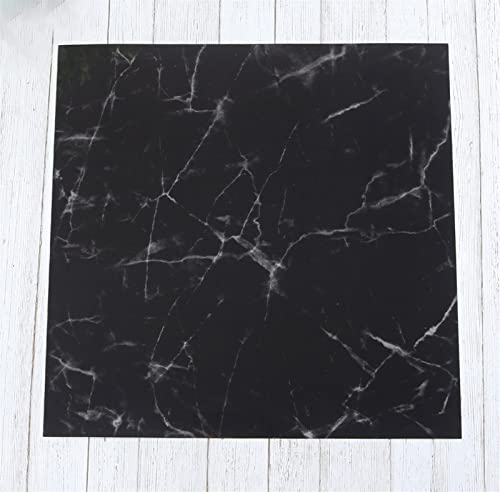 Reyox Autocollants Carrelage Salle de Bain et Cuisine Stickers Carrelage Auto-adhésif Autocollants Muraux en PVC Imperméable Design de Carreaux de Ciment Adhésive Décoration 1 Pièce Le Noir Cover