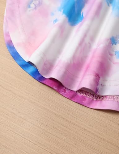 Image of Girls Clothes Tie Dye Sweatsuit Long Sleeve Sweatshirt Tops and Flare Pants 2PCS Girls Fall Clothes