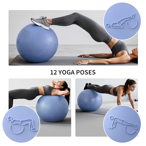 Image of Extra Thick Yoga Ball with Training Instruction, Anti-Burst Slip Resistant Exercise Ball with Pump for Pilates,Physical Therapy,Pregnancy Stability,Birthing Ball 22in 26in 30in