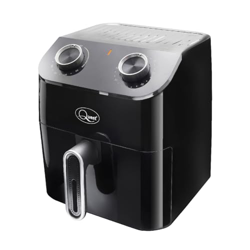 Quest 33879 4.5L Air Fryer/Manual Dial Controls/Non-Stick Detachable Food Basket / 60 Minute Timer/Cool Touch/Auto-Shut Off / 1350W, Black