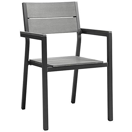Modway Maine Aluminum 5-Piece Outdoor Patio Dining Set With 63" Dining Table And Four Dining Armchairs In Brown Gray #TOP3