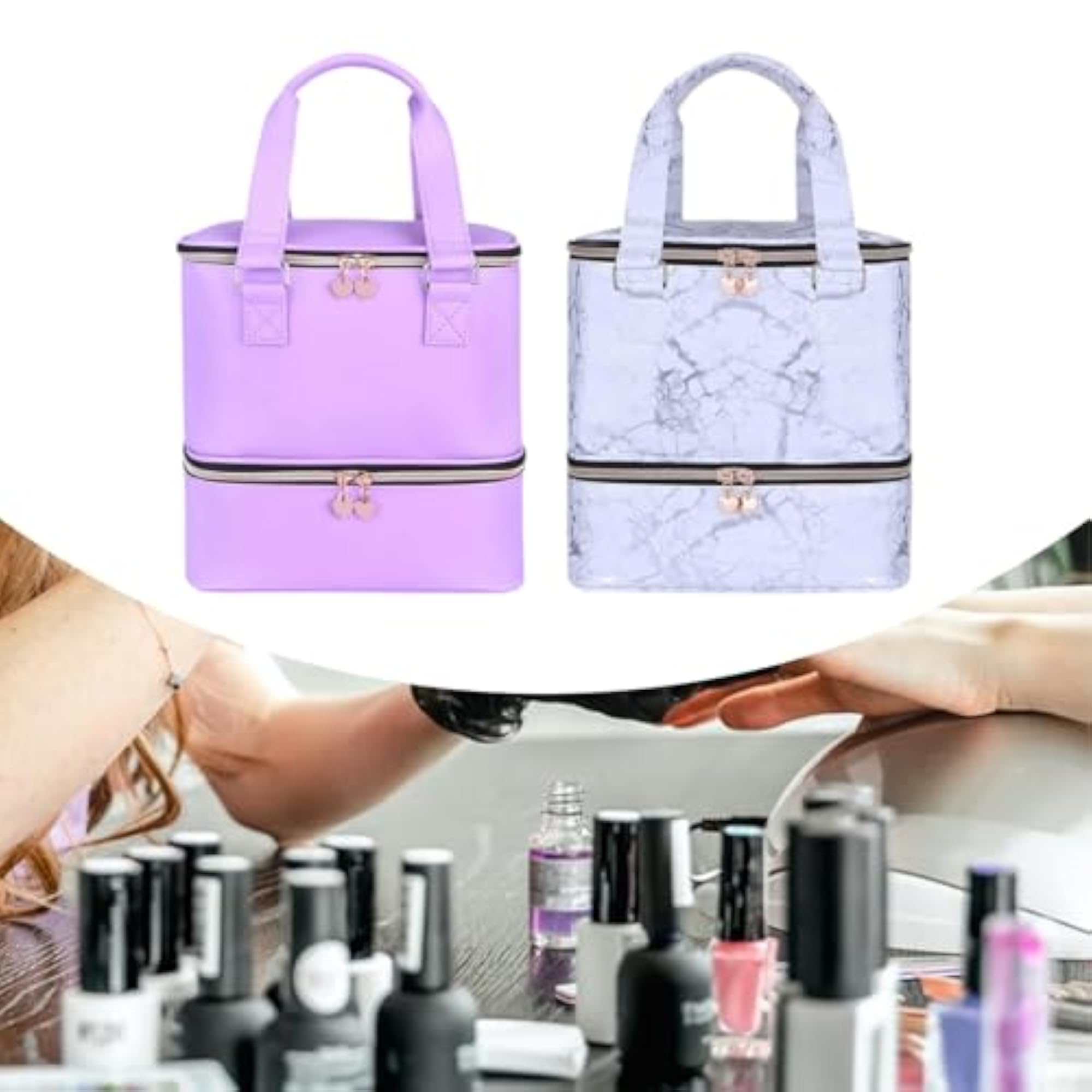 Double Layer Nail Polish Storage Bag, Travel Carrying Bag