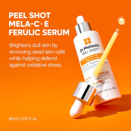 Image of Dr.Melaxin Peel Shot Mela-C.E Ferulic Serum Dead Skin Cells, Dullness & Uneven Texture, Vitamin C.E + Ferulic Acid, Retinar X, Korean Brightening Exfoliating Treatment, 2.70 fl. oz, 80ml