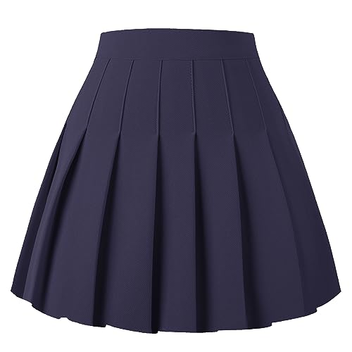Girstunm Women's Pleated Skirt Mini Skater Basic Skirts High Waist School Girls Uniform Short Cheerleader Skirt