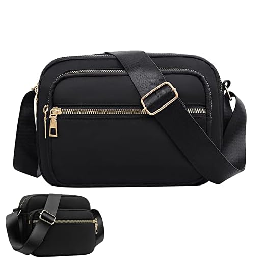 KEYRI Bolso Bandolera Impermeable Bolso de Hombro Moda, de Nailon Bolso de Teléfono Móvil Crossbody Bolso con Múltiples Bolsillos Bolso de mano para mujer y niña para Compras Viaje (Negro)