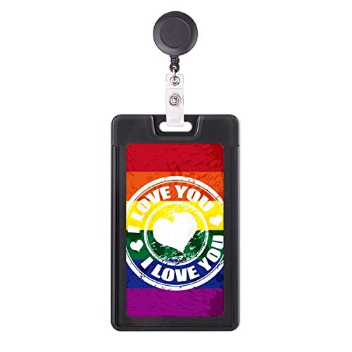 Étui rétractable pour badge arc-en-ciel Love LGBT antichoc