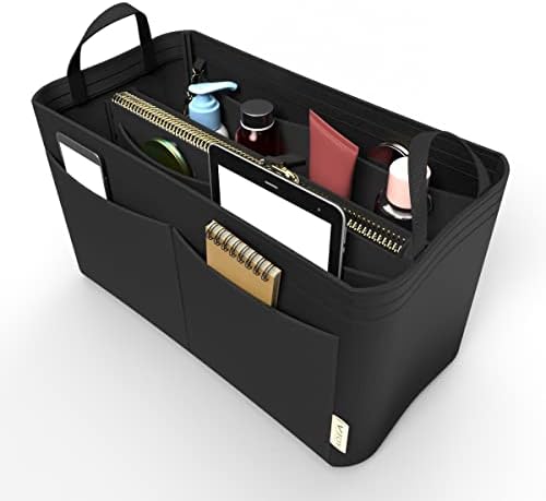 VJOY Purse Organizer Insert Handbag Tote Felt Organizer Bag in Bag Shaper Fit Neverfull Speedy Graceful MM GM Medium, BLACK