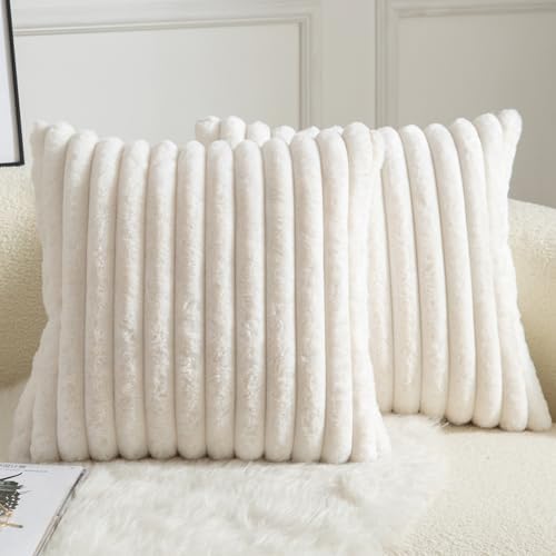 Mandioo Pack of 2 Decorative Cushion Covers 30cm x 50cm Faux Fur ...