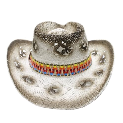 Chapeau de jazz vintage en paille tressée avec galon ethnique finitions premium