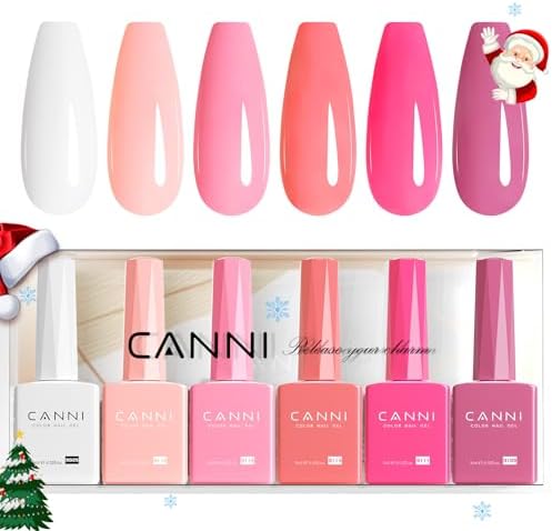 CANNI Semi-Permanent Gel Nail Polish 6 White Pink White Pink UV Gel Kit Gel Nail Polish Nail Polish Valentine Kit Semi-Permanent Nail Polish Semi-Permanent Nail Polish Set