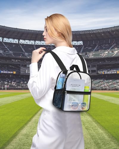 Image of Clear Backpack for Stadium Events, 12x12x6 Small Clear Plastic Bag with Reinforced Straps for Game Security Festival Concert