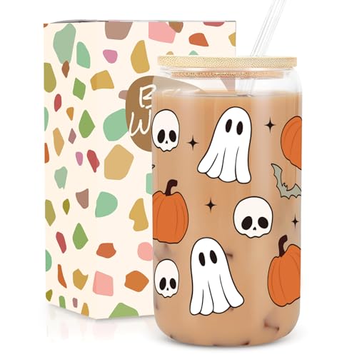 UAREHIBY Halloween Ghost Pumpkin Skull Fall Cup, 18oz Pumpkins Fall...