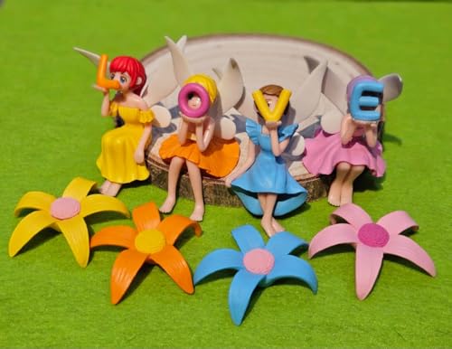 Image of Miniature Love Fairy with Flowers Set of 8 | Resin Fairy Garden Figurines for Miniature Garden Decor Dollhouse Accessories Home Decoration & Gifting