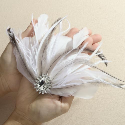 Pinza para cabello con plumas blancas y cristales miniatura 5