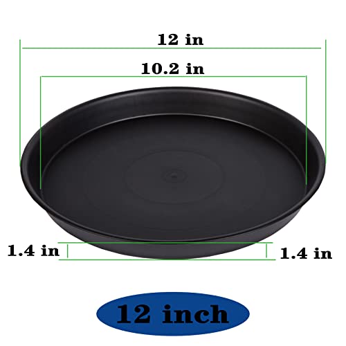 Bleuhome 6 Pack Of 12 Inch Plant Saucer, Heavy Duty Plastic Plant Saucer 12 Inch Round, Plant Tray For Pots, Flower Saucers For Indoors, Garden Plate Bowls, Trays For Planter 10"/11"/12" (Black) #TOP1