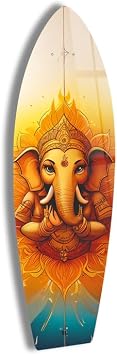 My Buddha Orange Surfboard Wall Art Wall Decoration for living room Vertical-18x59(46x150cm)