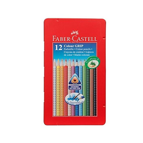 FABER-CASTELL 112413 - Buntstifte Colour GRIP, 12er Metalletui