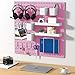 VEOFEMLEA Pegboard Combination Kit, 4 Peg Boards Pink Pegboard for Walls, Office Wall Organizer, Gaming Room Wall, Nursery Storage, 22