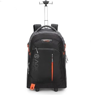 AOKING 20/22″Water Resistant Rolling Big Wheeled Backpack Laptop Compartment Bag (22inch, Black)