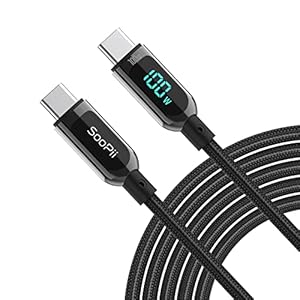 SOOPII 100W USB C to USB C Cable,Nylon Braided Type-C Cable,PD Fast Charging Cable with LED Display for lPad Air/lPad…