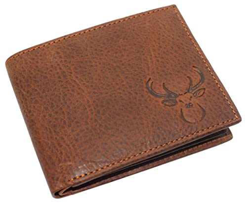 Deer Men's RFID Blocking Real Leather Bifold Trifold Wallet (Bifold)