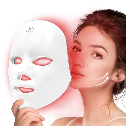 LED Face Mask - Red Light Therapy Face Mask for Skin Rejuvenation, 7 Color LED Light Therapy Facial Mask with Collagen Boost, Anti-Aging, and Acne Treatment, At-Home Beauty Device for Glowing Skin