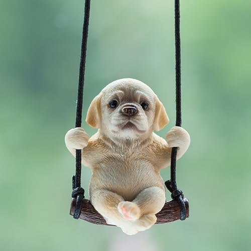 SIXHAOBU AutoZubehör zum Aufhängen, Labrador Retriever, Auto-Rückspiegel-Anhänger, Auto Rückspiegel Nette Innen Dekoration Hänge Ornament Spiegel Charms, Geschenke für Damen und Herren