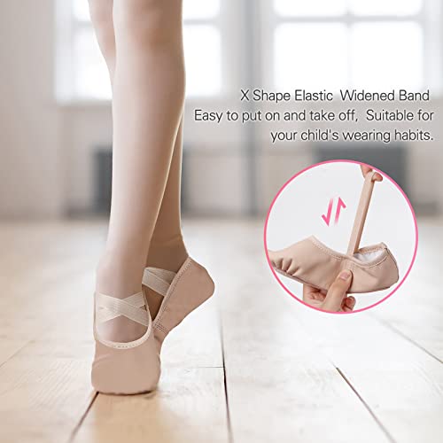 Ballet Shoes for Girls,Soft Leather Ballet Slippers No-Tie Dance Shoes for Toddler Girls/Little/Big Kids2