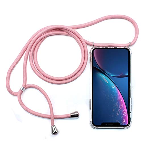 PH-CA-SE Four-Corner Anti-Fall Trasparent TPU Mobile Phone for iPhone 11 Case With Lanyard Fasion Leader (Color : Pink)