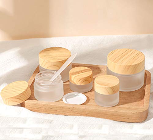 Miniatura 6 de Paquete de 4 tarros de crema de vidrio esmerilado de 1.06 oz1.0 fl oz, recipiente vacío de maquillaje para máscara de uñas con tapa de grano de