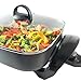 West Bend Electric Skillet Family-Sized 3-Inch Deep with Diamond Shield Scratch-Resistant Non-Stick Finish & Grease Channel for Healthier Cooking, 12-Inch, Gray
