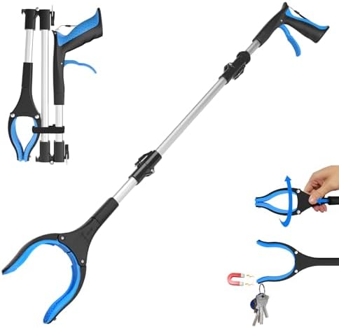 Grabber Reacher Tool 36 Inch, Heavy Duty Foldable Grabber with Anti-Slip 360° Rotating Jaw, Magnetic Tip for Seniors, Reacher Grabber Pickup Tool for Elderly After Surgery Recovery